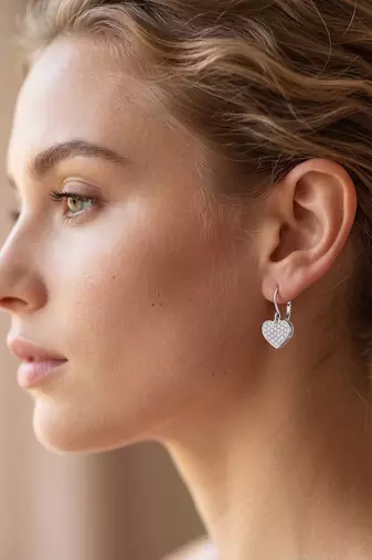 925 silver earrings heart hoops earrings for women