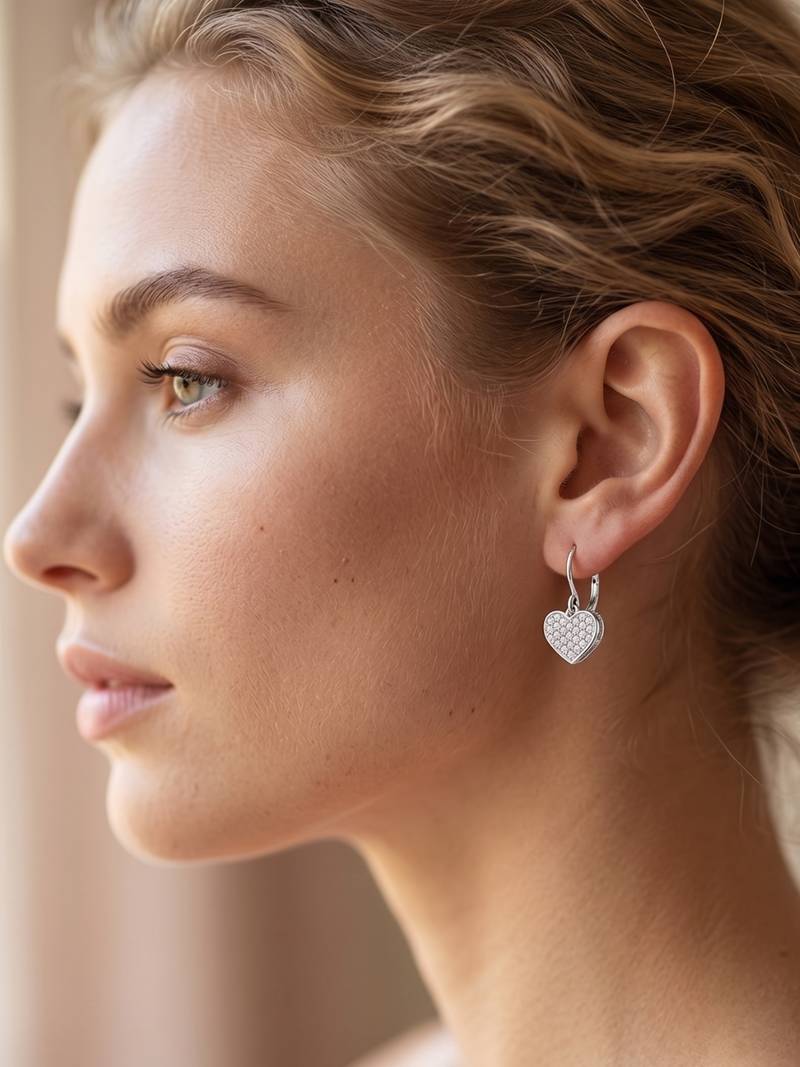 925 silver earrings heart hoops earrings for women