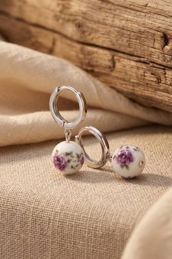 925 silver rose bloom drop earrings for women