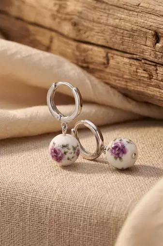 925 silver rose bloom drop earrings for women