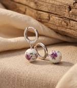925 silver rose bloom drop earrings for women