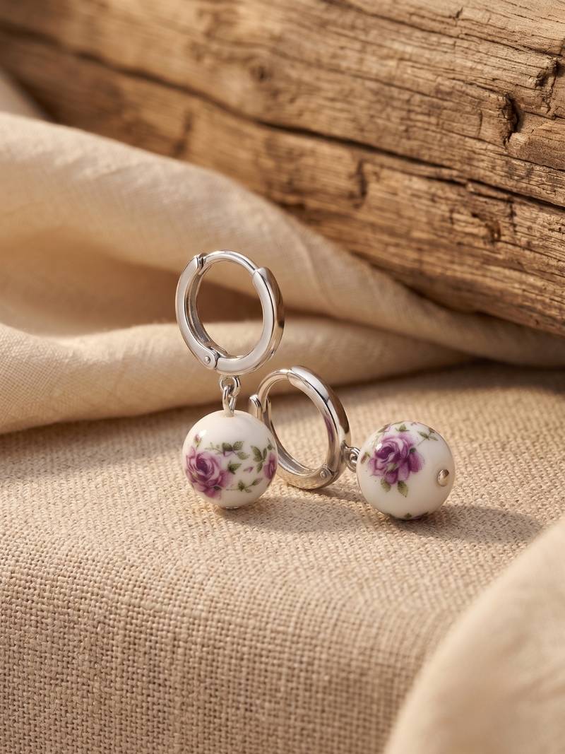 925 silver rose bloom drop earrings for women