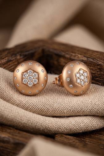 925 silver rose gold hexa spark stud earrings for women