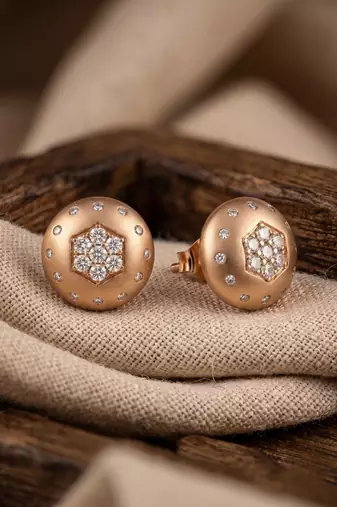 925 silver rose gold hexa spark stud earrings for women