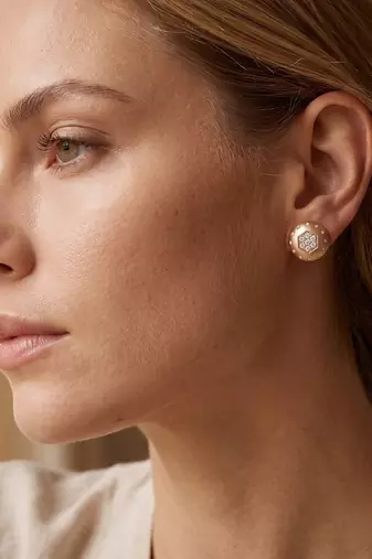 925 silver rose gold hexa spark stud earrings for women