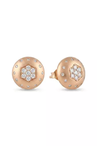 925 silver rose gold hexa spark stud earrings for women
