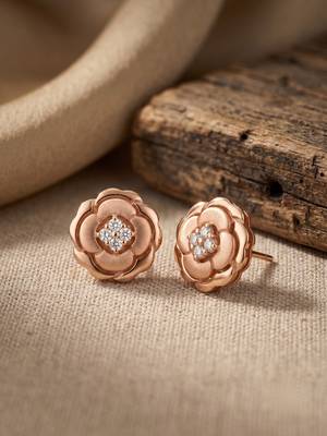 925 silver rose gold rose bloom stud earrings for women 1