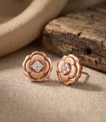 925 silver rose gold rose bloom stud earrings for women