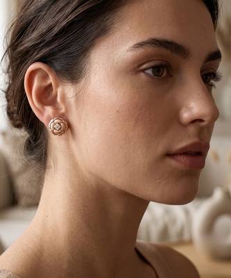 925 silver rose gold rose bloom stud earrings for women 2
