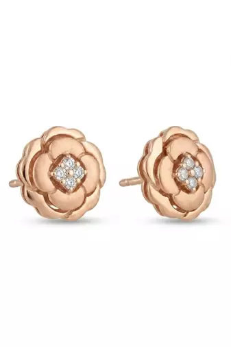 925 silver rose gold rose bloom stud earrings for women