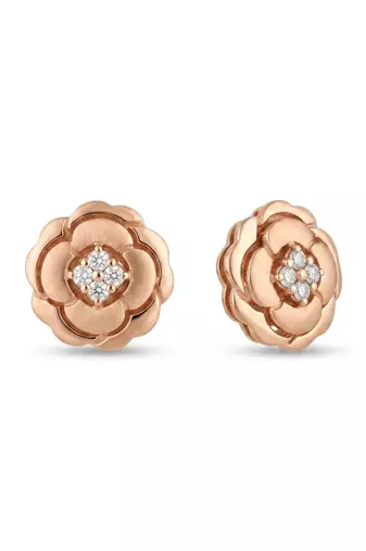 925 silver rose gold rose bloom stud earrings for women