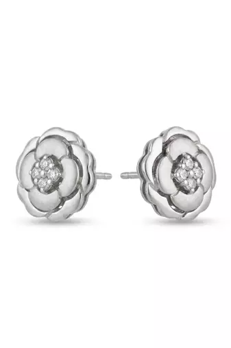 925 silver rose bloom stud earrings for women