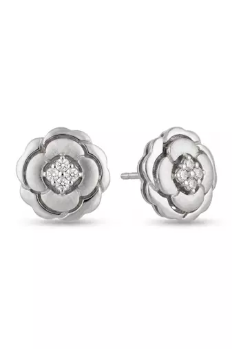 925 silver rose bloom stud earrings for women