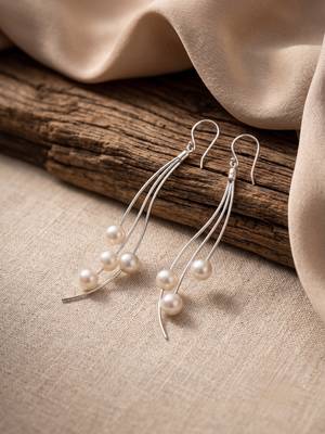 925 silver flow pearl wave drop earrings for women 1