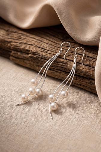 925 silver flow pearl wave drop earrings for women
