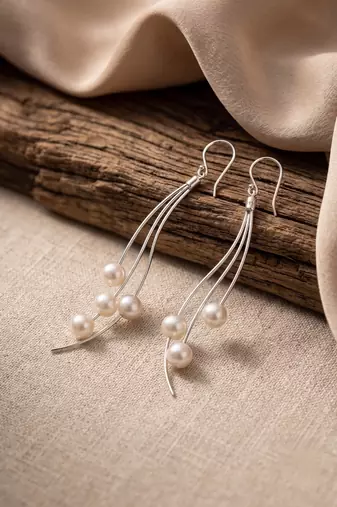925 silver flow pearl wave drop earrings for women