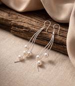 925 silver flow pearl wave drop earrings for women