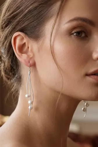 925 silver flow pearl wave drop earrings for women