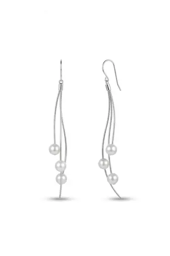 925 silver flow pearl wave drop earrings for women