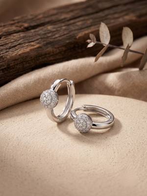 925 silver sparkle ball hoop earrings for women 1