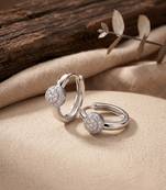 925 silver sparkle ball hoop earrings for women