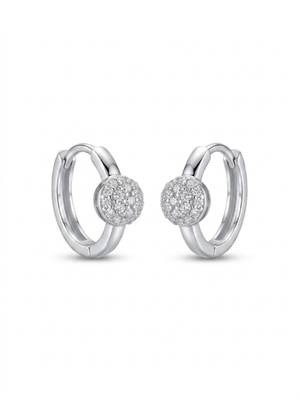 925 silver sparkle ball hoop earrings for women 3