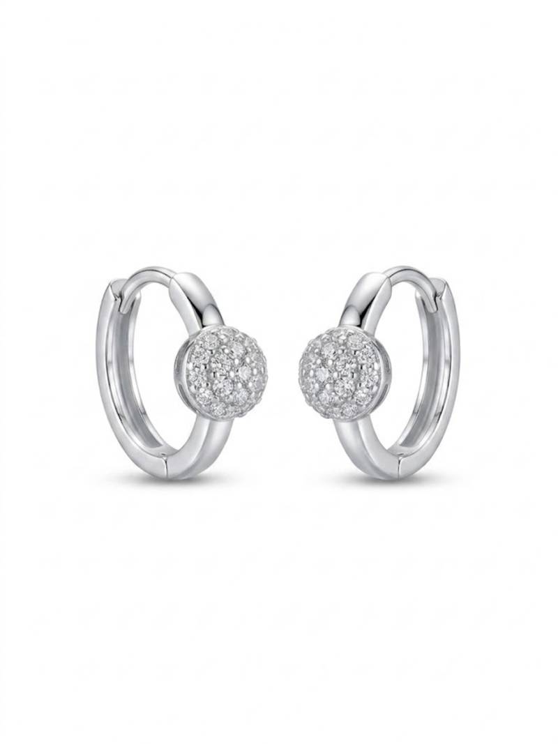 925 silver sparkle ball hoop earrings for women