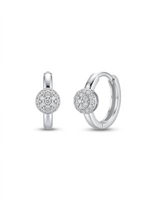 925 silver sparkle ball hoop earrings for women 4