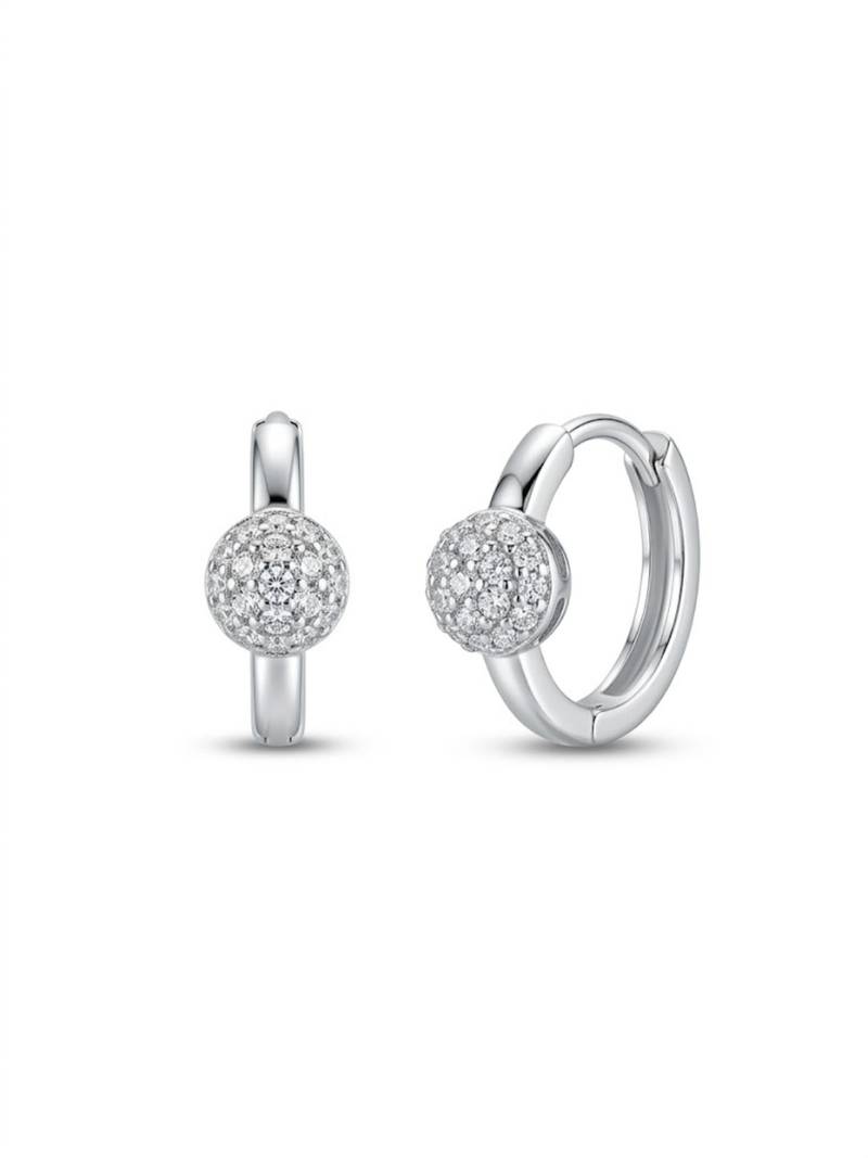 925 silver sparkle ball hoop earrings for women