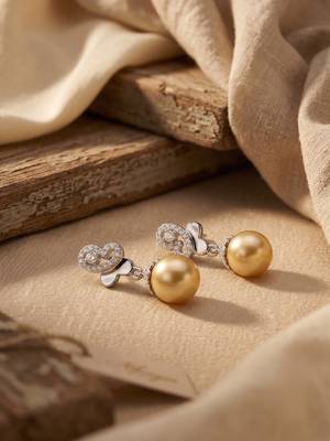 925 silver golden pearl drop earrings for women 1