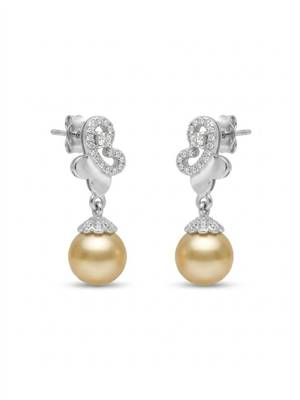 925 silver golden pearl drop earrings for women 3