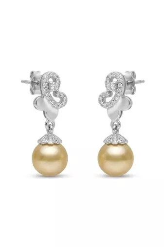 925 silver golden pearl drop earrings for women