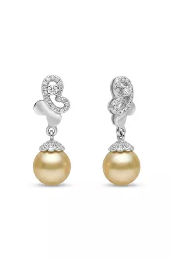 925 silver golden pearl drop earrings for women