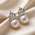 925 silver crown pearl stud earrings for women