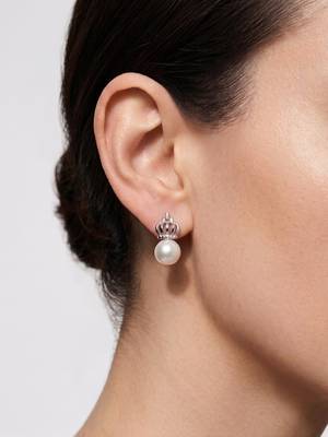 925 silver crown pearl stud earrings for women 3