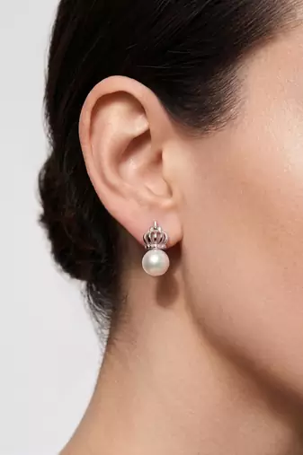 925 silver crown pearl stud earrings for women