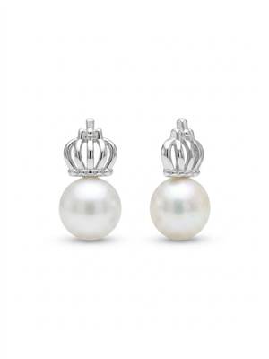 925 silver crown pearl stud earrings for women 4