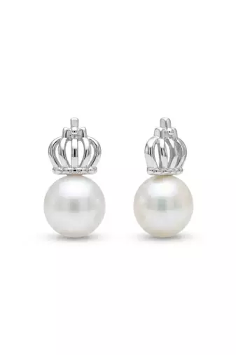 925 silver crown pearl stud earrings for women