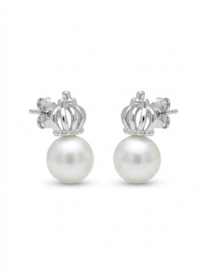 925 silver crown pearl stud earrings for women 5
