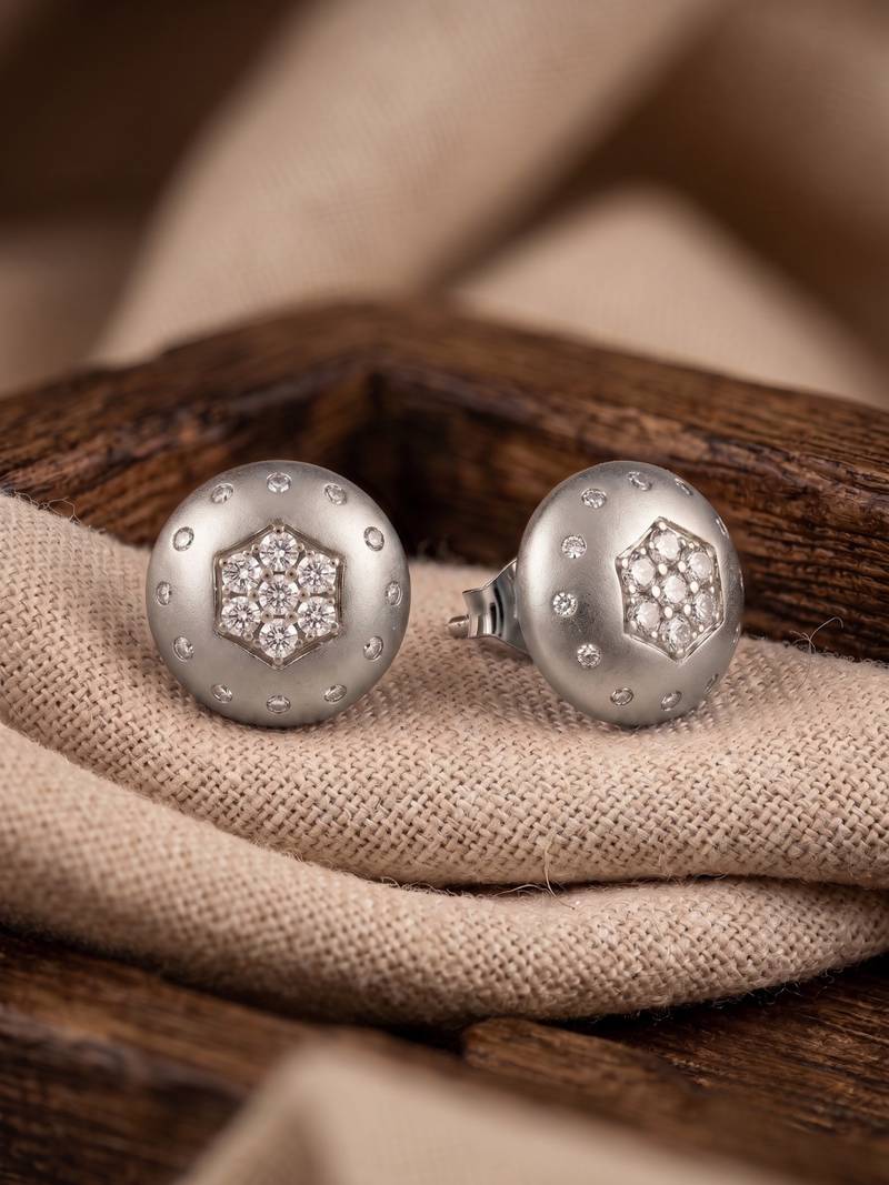 925 silver hexa spark stud earrings for women