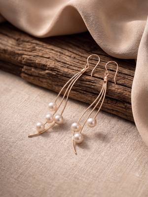 925 silver rose gold flow pearl wave drop earrings for women 1