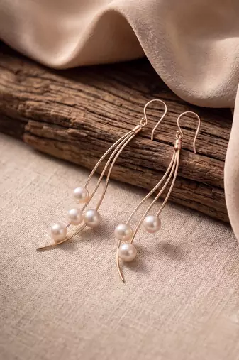 925 silver rose gold flow pearl wave drop earrings for women