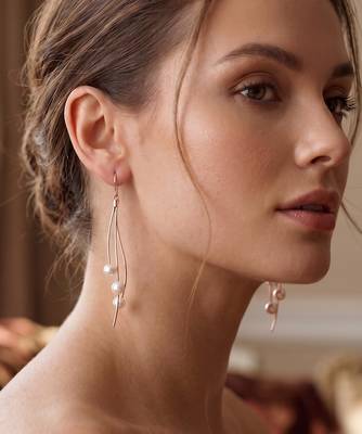 925 silver rose gold flow pearl wave drop earrings for women 2