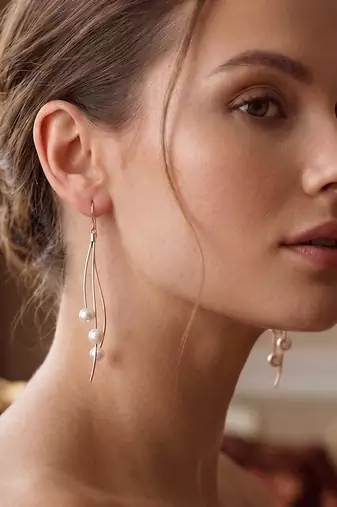 925 silver rose gold flow pearl wave drop earrings for women