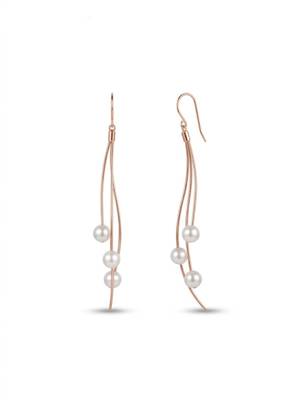 925 silver rose gold flow pearl wave drop earrings for women 3