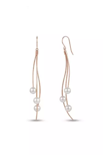 925 silver rose gold flow pearl wave drop earrings for women