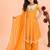 Mustard faux georgette digital print work with real mirror work kids kurta set
