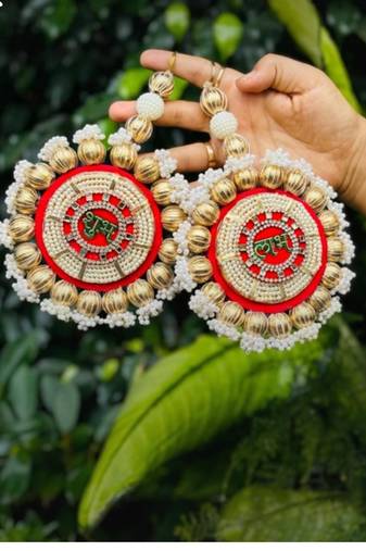 handmade shubh labh beads decorative hanging golden beads border crystal work home hanging (pack of 2)