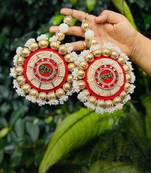 handmade shubh labh beads decorative hanging golden beads border crystal work home hanging (pack of 2)