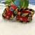  handcrafted red, yellow & green fabric kundan bangle set (set of 6)